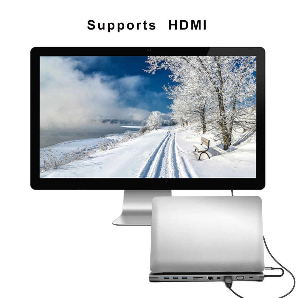 11 In 1 Usb 3.0 Universal Laptop Docking Station Aluminum Multi-Function Macbook Pro Hub To Hdmi/Vga/Mini Dp/Sd/Tf/Rj45/Usb-C 11 In 1 Usb 3.0 Universal Laptop Docking Station Aluminum Multi-Function Macbook Pro Hub To Hdmi/Vga/Mini Dp/Sd/Tf/Rj45/Usb-C