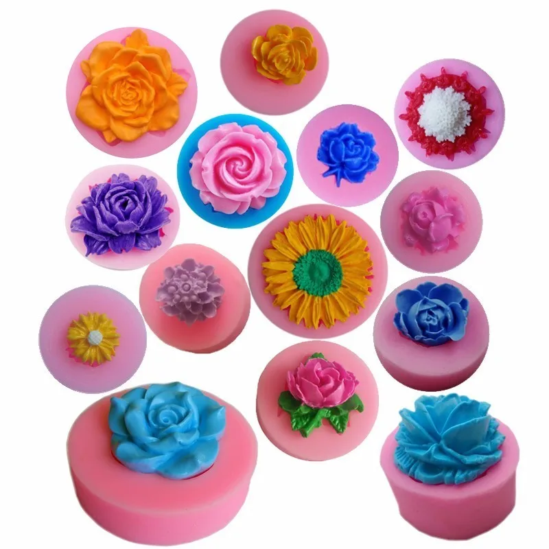 

Free Shipping Food-grade Silicone Flower Shaped Mold Fondat Soap Cookware Dining Bar Non-stick Cake Decorating Mould Tools