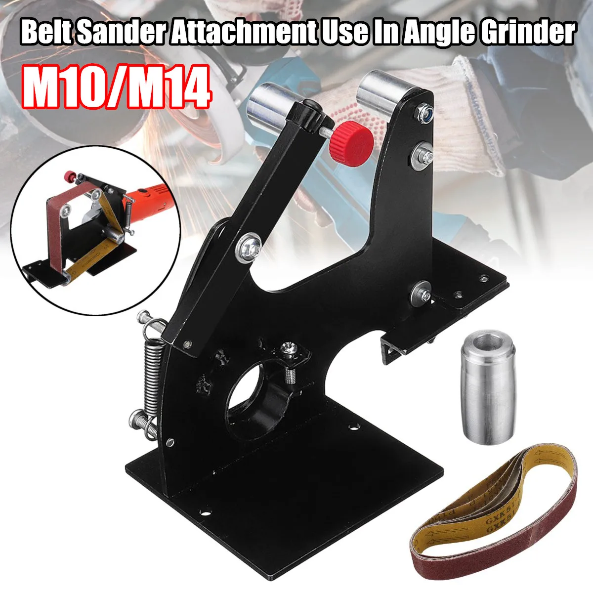 

Angle Grinder Belt Sander Attachment Metal Wood Sanding Belt Adapter For 100 or 115/125/150 Grinder