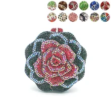 Для женщин Вечеринка сумка бриллианты с украшением в виде кристаллов клатч роскошные свадебные вечерние бумажник кошелек сумка, с цветочным принтом «розы» сумочки со стразами