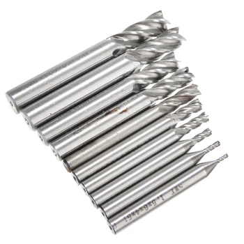 

10Pcs Straight Shank End Mill 4 Flute HSS Drill Bit Sets For CNC Milling Cutter Tool 1.5/2/3/4/5/6/7/8/9/10mm