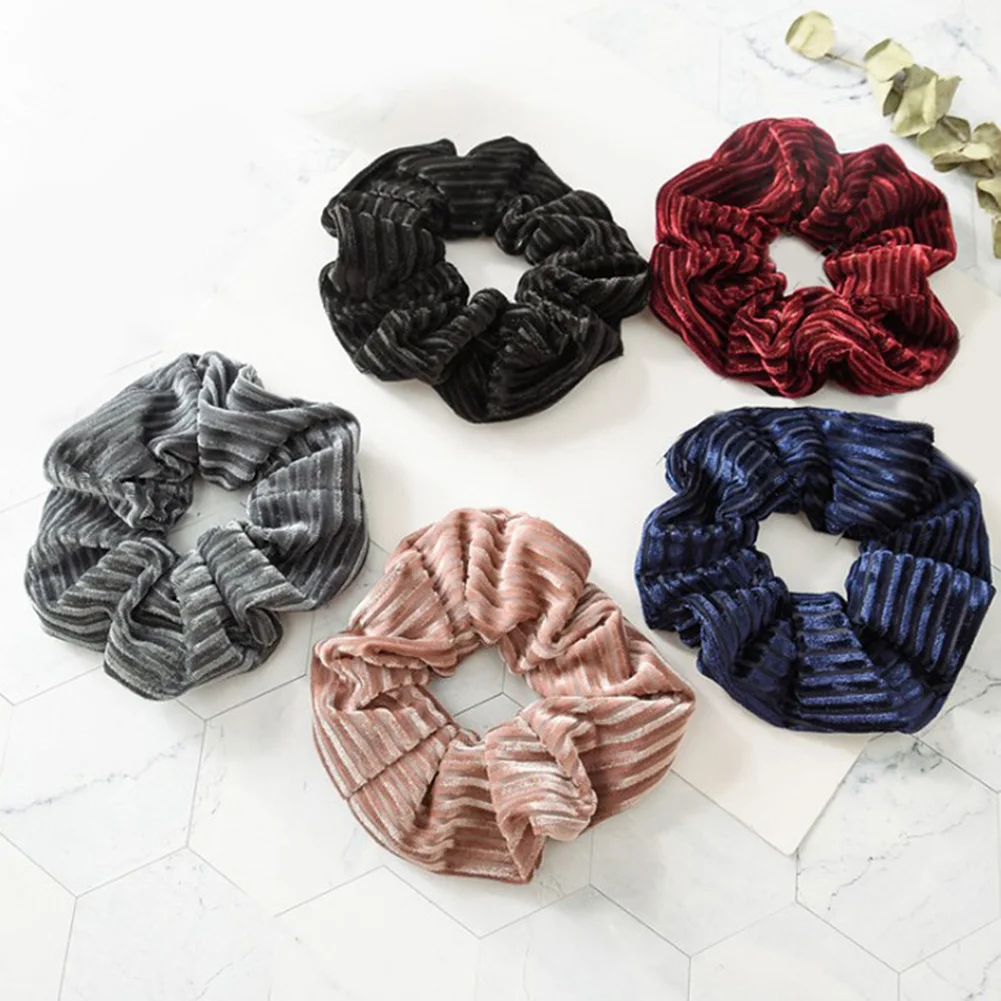 

1 PC Large Size stripe Velvet Scrunchies Ponytail Holder Tail Wrap Elastic Hair Bands Hair Band Accessories