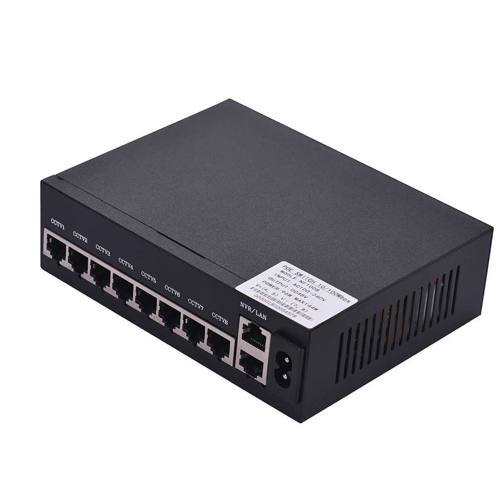 

NF1008 POE Switch 8 Ethernet Port Uplink Ethernet Port 1.6Gbps IEEE 802.3at Power Over Ethernet 10/100Mbps Switch Power Adapter