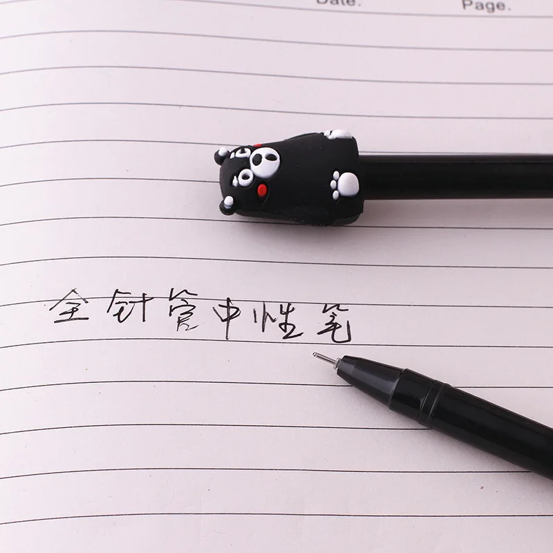 Очаровательная гелевая ручка в стиле мультфильма Kumamon, прекрасный инструмент для письма 0,38 мм, черные офисные школьные принадлежности, милые канцелярские принадлежности
