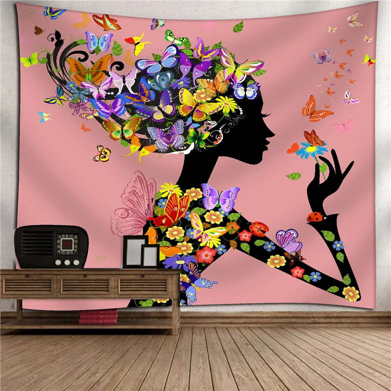 

180X230CM Butterfly Printed Mandala Tapestry Hippie Tapestries Wall Hanging Bohemian Dorm Home Bedroom Decor