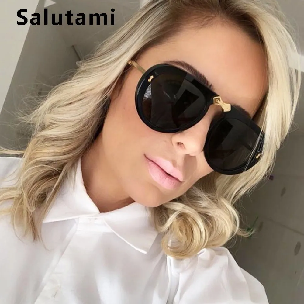 

Alloy Folding Women Sunglasses 2019 Luxury Brand Vintage Oversize Men Sun Glasses Black Clear Lens Oval Cat Eye Shades Oculos