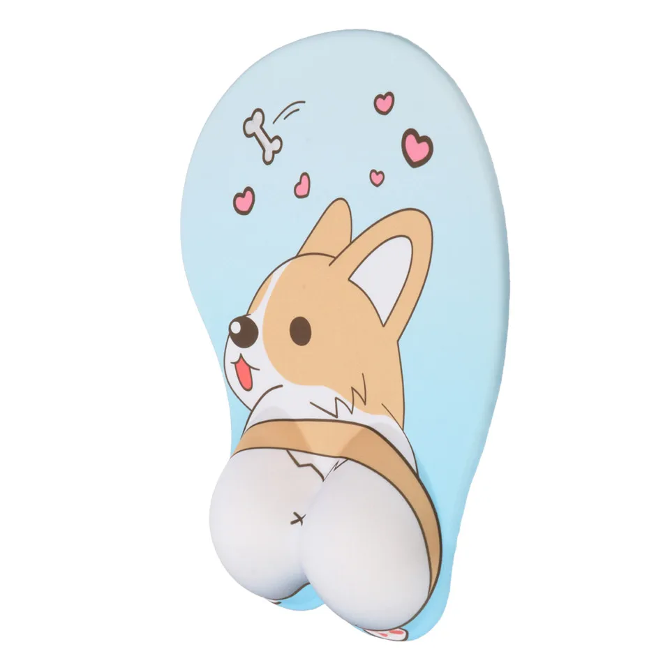 Милый нескользящий коврик для мыши Corgi из силикагеля с поддержкой запястья