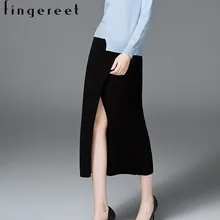 Новая Осенняя Женская сшитая юбка в национальном стиле, однотонная трикотажная юбка, легкая юбка