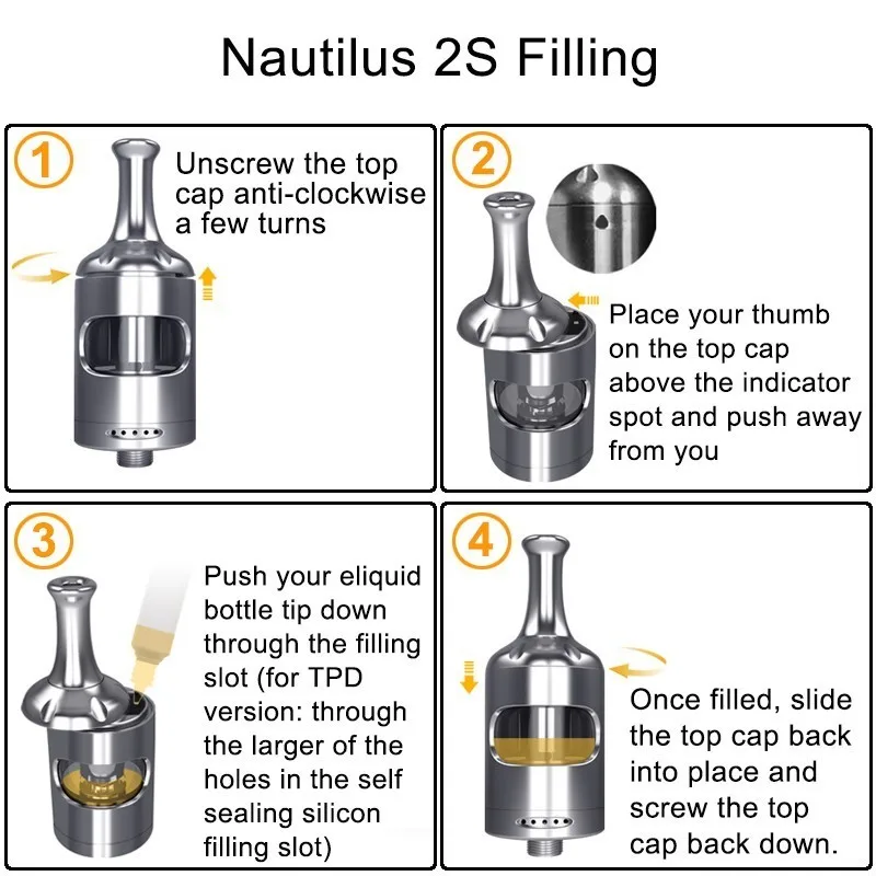  In Stock Aspire Nautilus 2S Tank Electronic Cigarette MTL Vape Atomizer Use 0.4/1.8ohm Nautilus BVC