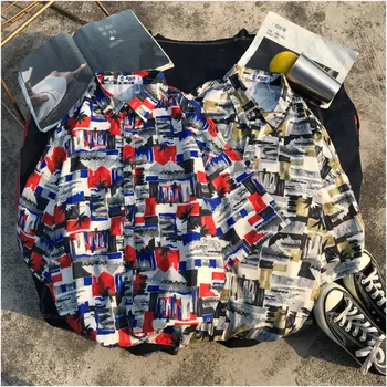 

Summer New Shirt Men's Fashion Printed Casual Short-sleeved Shirt Man Streetwear Trend Wild Loose Hawaiian Shirt Male Clothes