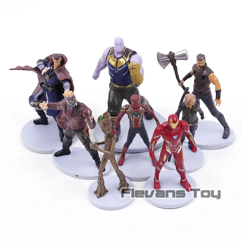 

Marvel Avengers Infinity War Action Figures Toys 8pcs/set Thanos Thor Spiderman Iron Man Star Lord Black Widow Doctor Strange