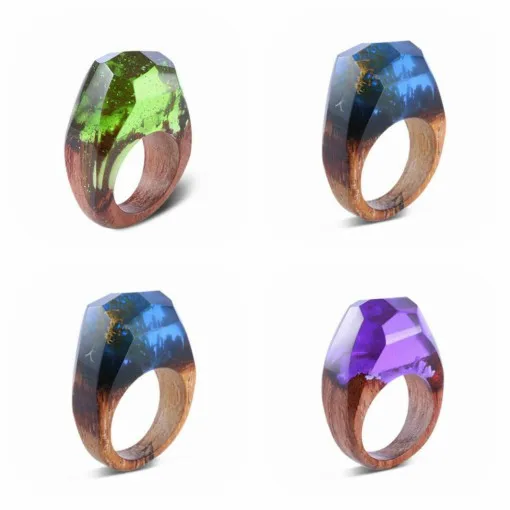 With fantasy secret landscape Wood Resin Magnificent Tiny Elegant Fantasy Jewelry Landscape Secret Rings Individual package | Украшения и
