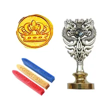 Индивидуальная восковая печать комплект печатей Корона фотографии металлические Дракон ручка Подарочный винный набор посылка Свадебные Приглашения карты конверт печать штамп