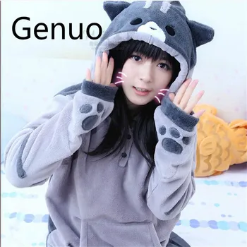 

Hot sale Kawwii Cosplay Costume Cute Cat Thicken cute Hoodies Flannel Hooded Sweatershirts Winter Coat Jacket