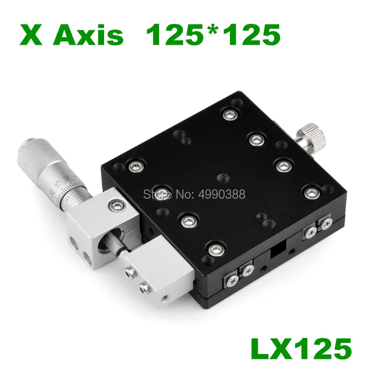 

X Axis 125x125 LX125-L LX125-C LX125-R Trimming Platform Manual Linear Stages Bearing Tuning Sliding Table Cross Rail