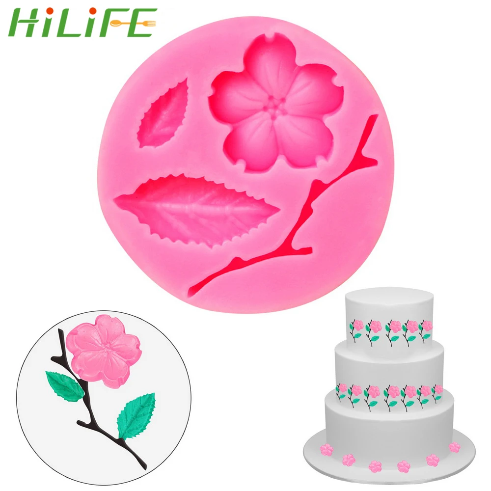 

HILIFE Fondant Cake Decorating Tools Flower Shape Candy Mould Peach Blossom Shape 3D Silicone DIY Chocolate Confectionery Mold