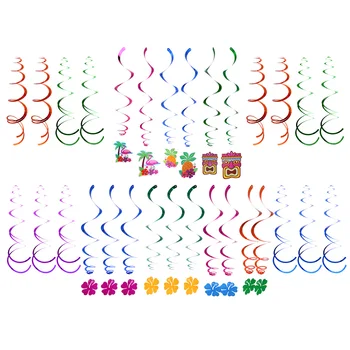 

30Pcs Hawaiian Decorations Hanging Swirls Luau Party Pendants Favors Supplies