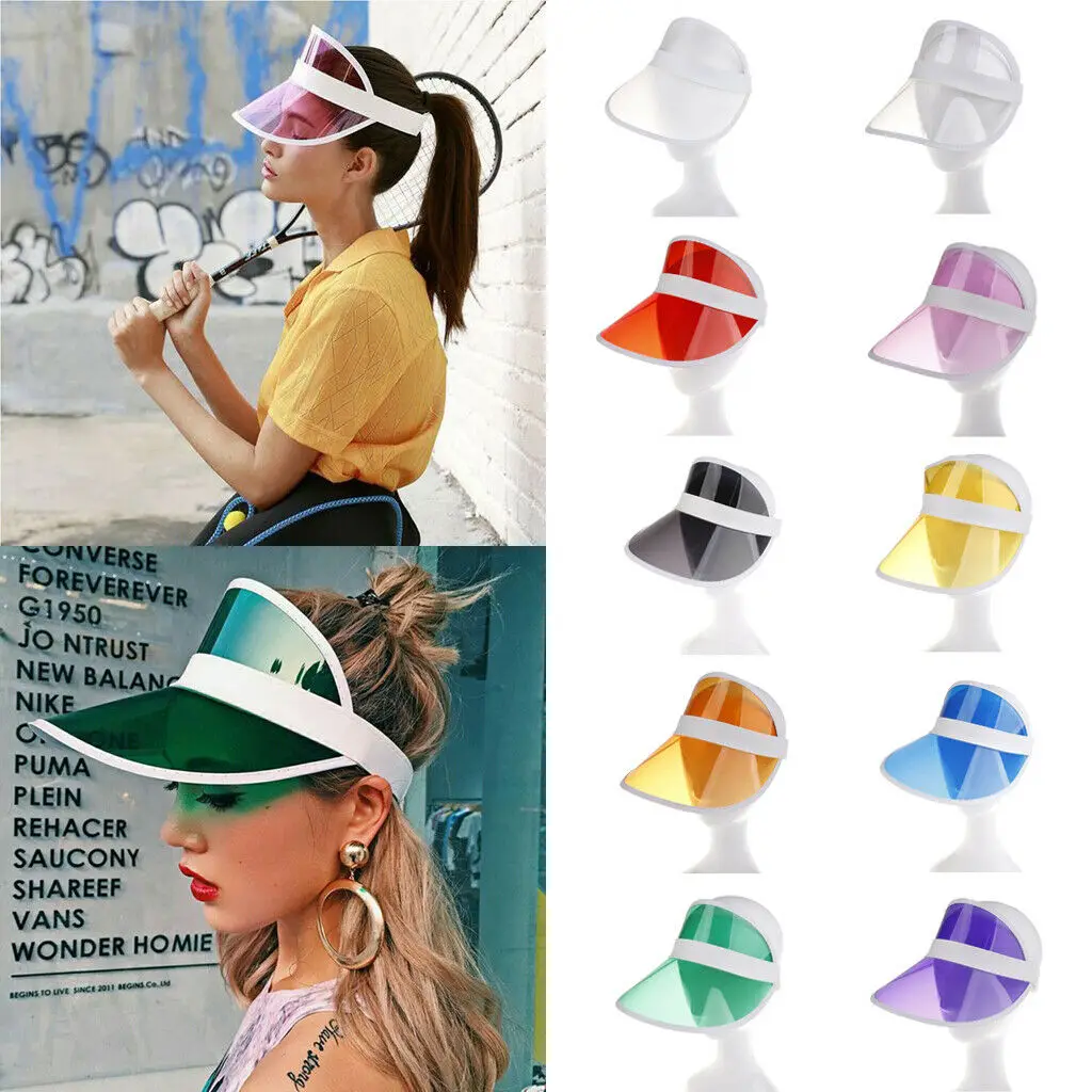 

2019 New Women Man Transparent Summer Sun Visor Party Casual Clear Plastic Adult Sunscreen Cap Sunhat US Unisex outdoor Hat