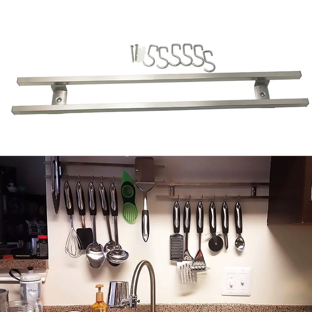 

Rack Holder Magnetic Stainless Steel Knife Wall Mounted Easy Storage With Hook Double Kitchen