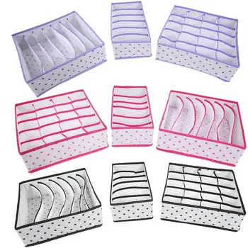 

3Pcs/set Folding Underwear Storage Box Divider Organizer Socks Closet Container