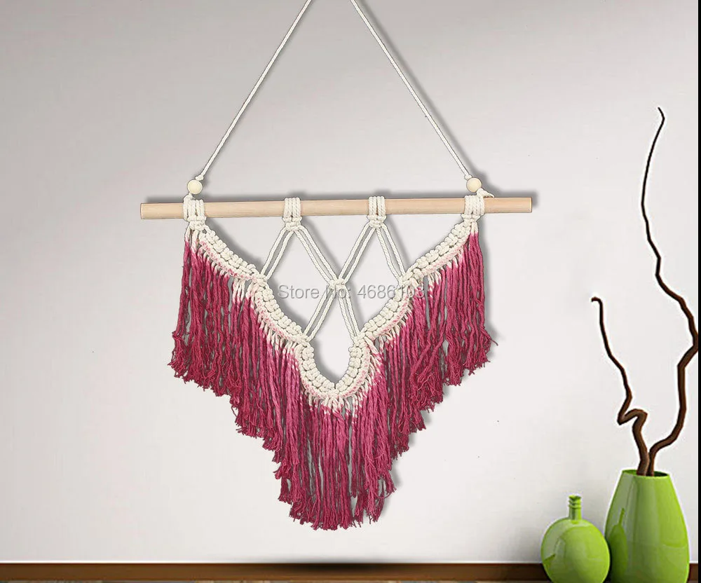 

Red Bohemian woven tapestry 70x50cm Wall Art Wedding Home Decor Handmade Wall Hanging tapestry nordic art for Parlour corridor