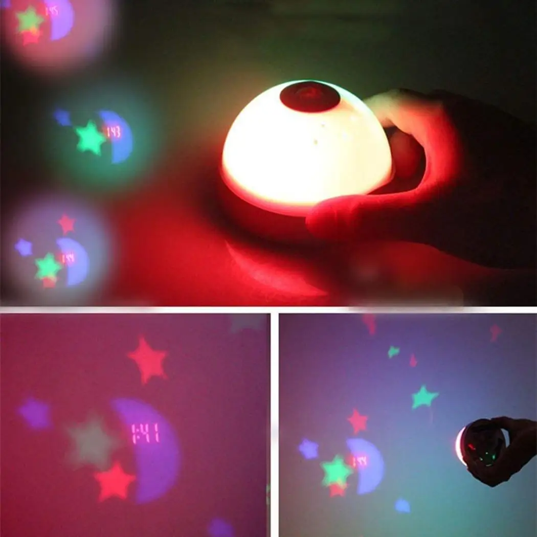 

Home Creative Color-Change Projector Star Night 3 x AAA Batteries(Not Included) Alarm Clock LED Kid Gift