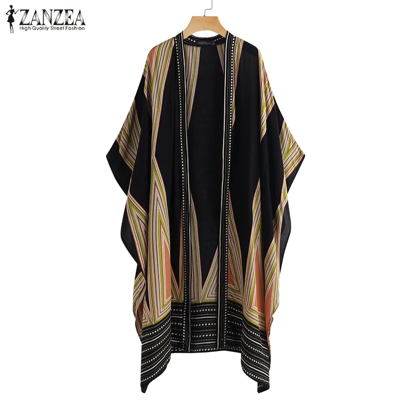 

Plus Size Tunic Top Women's Print Cardigan Kimono Cape 2019 ZANZEA Batwing Sleeve Blouse Cover Up Female Casual Japanese Clothes