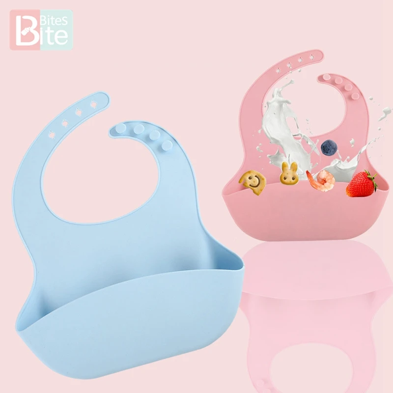 Bite Bites Baby Bibs Waterproof Newborn Feeding Cartoon Animal Elephant BPA Free Baby Stuff Food Grade Silicone Bibs