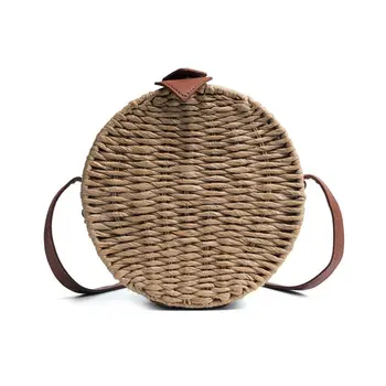 

Natural Woven Straw Bag Shoulder Cross-Body Female Bag Seaside Holiday Bag Fashion Woven Handbag Totes Shoulder Bag