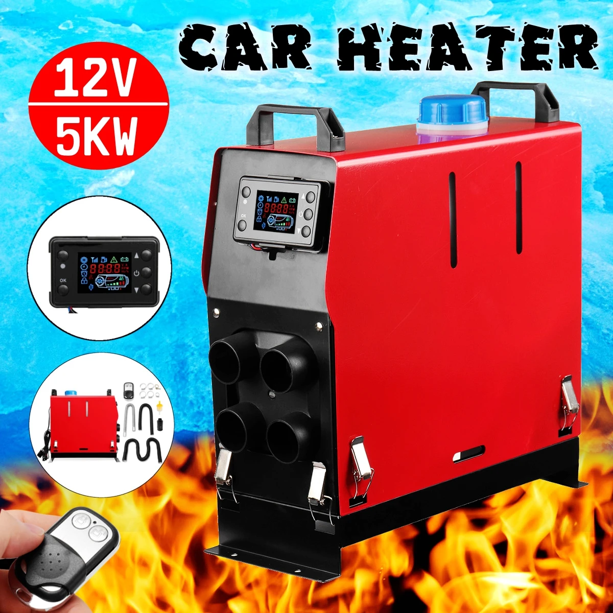 

All In One 5000W Air diesels Parking Heater 5KW 12V Car Heater For Trucks Motor-Homes Boats Bus +LCD key Switch +Remote Control