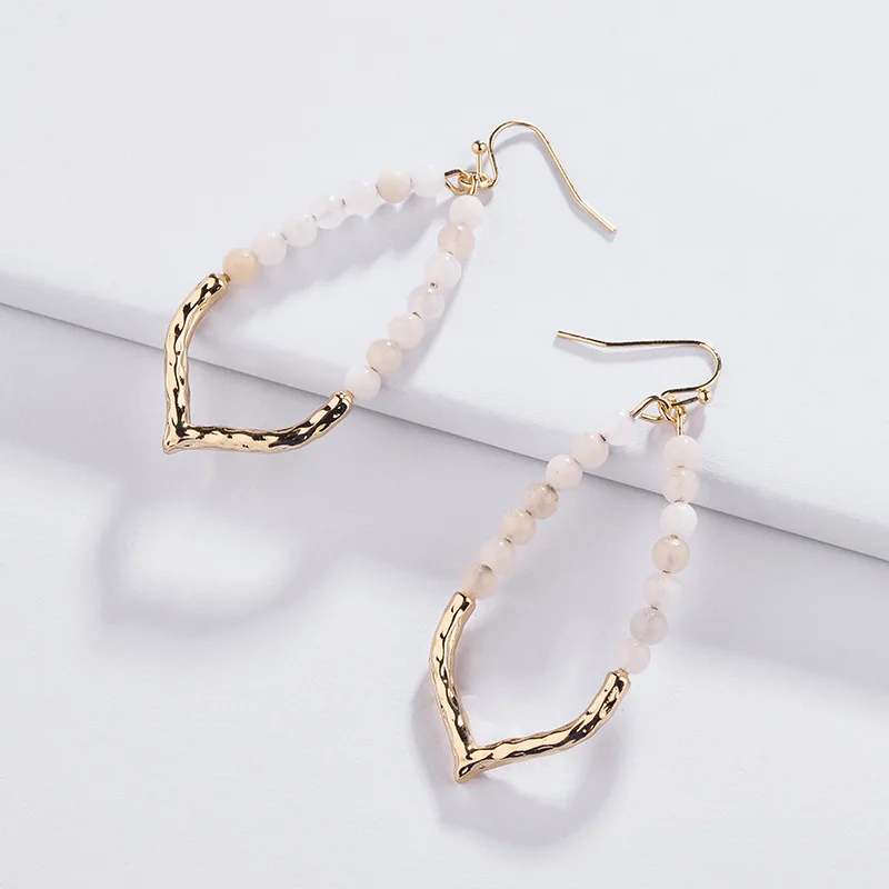 

Waterdrop Arrow Point Frame Natural Stone Beads Teardrop Earrings for Women Fashion Jewelry Statement Earrings