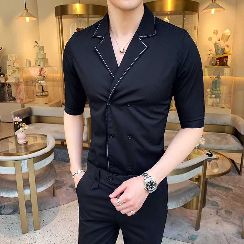 Летние однотонные Цвет двубортное 2 шт наборы Для мужчин Ropa De Hombre Slim Fit Erkek Giyim