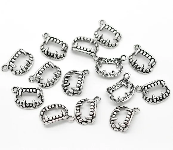 Прекрасный 100 Серебряный цвет Подвески зубы 17x12 мм (B15011)|pendant mini|pendant findingpendant bulb |