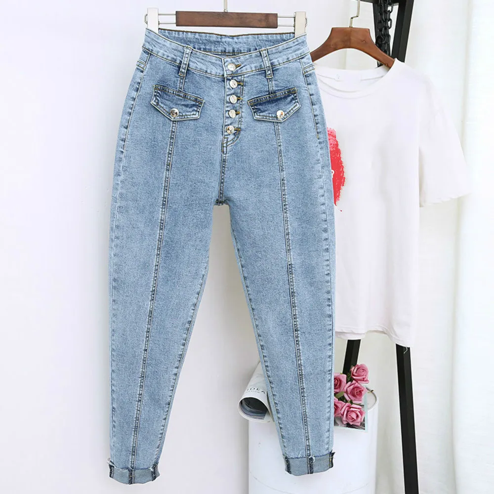 2019 Spring Summer Harem Denim Pants Fashion Women High Waist Female Spring Mom Jeans Pantalones Mujer Plus Size 5XL