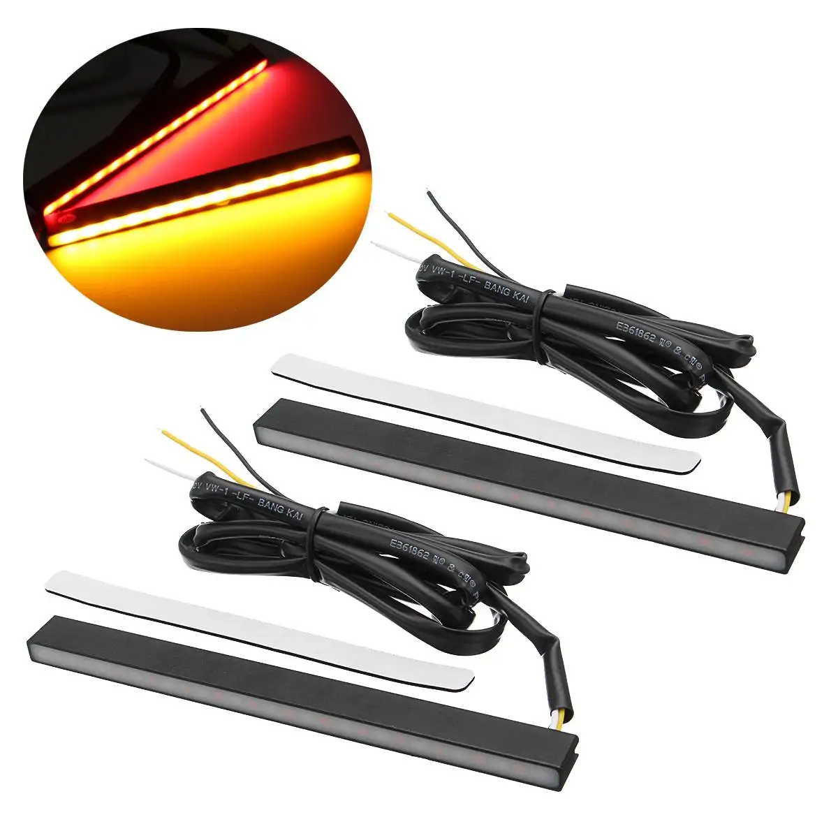 

Car Universal DRL Brake Light Aluminum Turn Signal Light Lamp Yellow+Red Led 15cm 6" For All 12V Trucks Car Indicator Lights