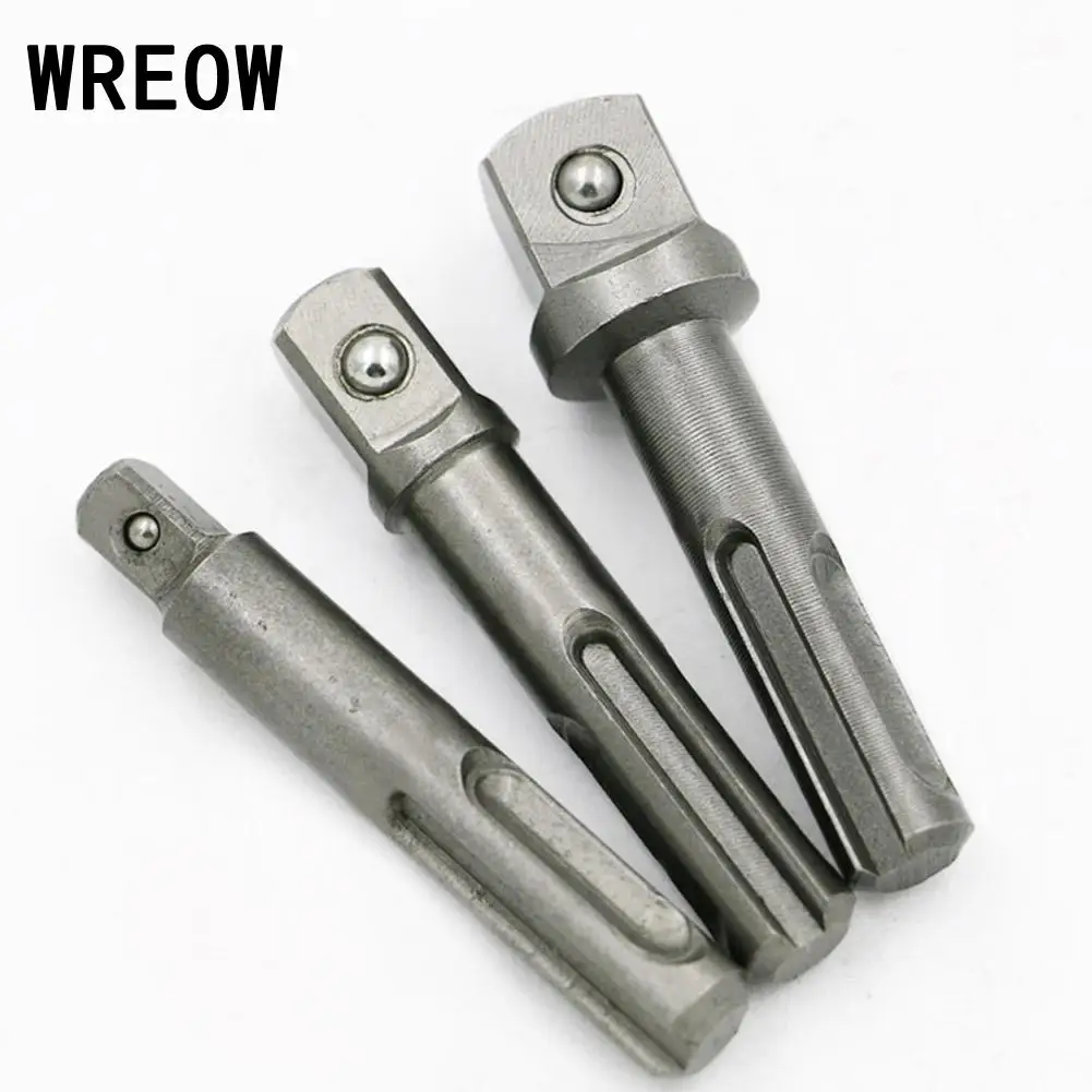 WREOW 3PCS SDS Drill Chuck Adapter Power Extension Socket Driver Tool Drill Chuck Adaptor Set For h