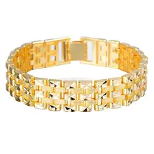 Модные крутые мужские тисненые Широкие цепи золотое запястье браслет мужские ювелирные украшения украшение на запястье для бойфренда подарки на день рождения