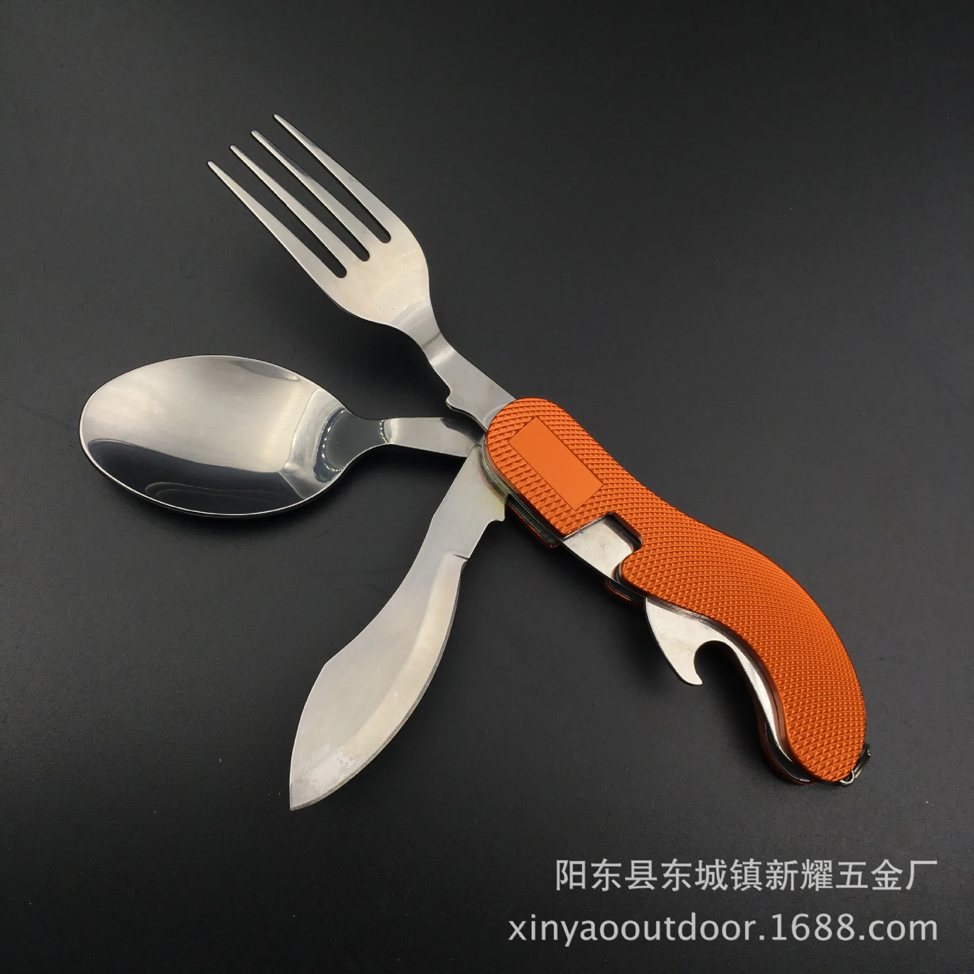

[Manufacturer Is Sold Continuously] Large Stainless Steel Camping Tableware Folding Multi-Function Knife And Fork Portable