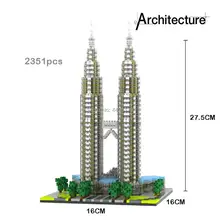 LegoINGlys creators city Street view Malaysia Kuala Lumpur Center Petronas Twin Towers micro diamond building blocks toys gift il divo kuala lumpur
