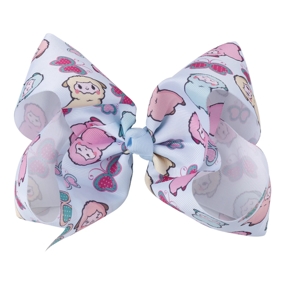 Ncmama 7 &quotБольшие банты для волос девочек с рисунком овечки Grosgrain ленты заколки