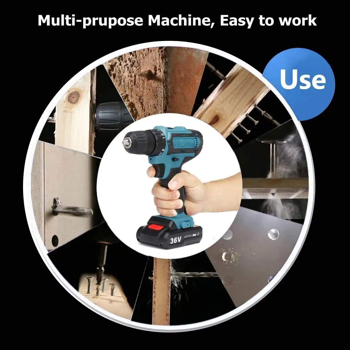 

36V Cordless drill Double Speed 18+1 torque Adjustment LED lighting Electric wrench Screwdriver Power Tools