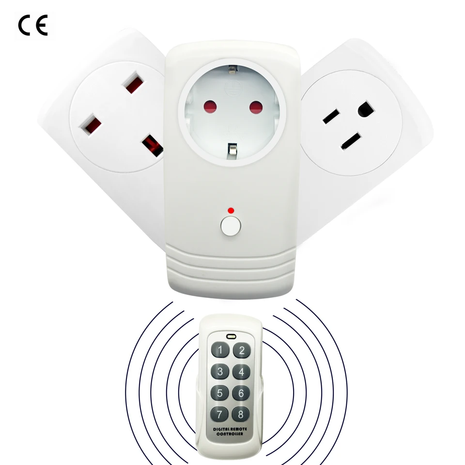 

Wireless RF 433MHz Intelligent Smart AC Electrical Power Socket Outlet W/ Remote Control Switch US EU UK Plug 10A 80-250V CE