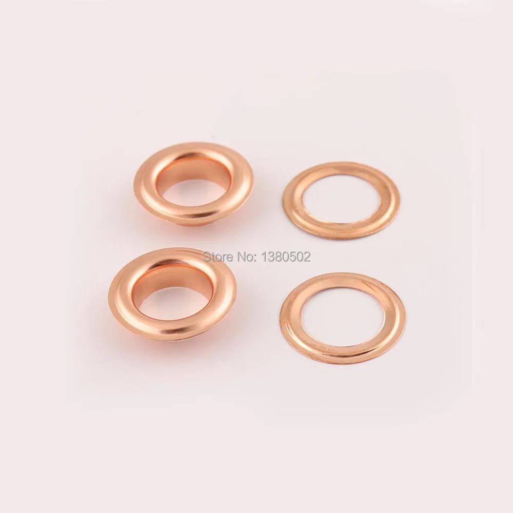 

100pcs/lot 13mm outer Rose gold color Copper Grommet Eyelets with washer for belt bag garment accessories