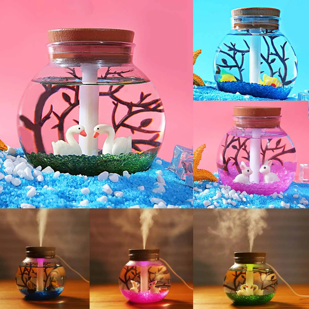 

3D Micro Landscape Air Humidifier with LED Night Light Essential Oil Diffuser Mist Maker for Home Office Humidifier