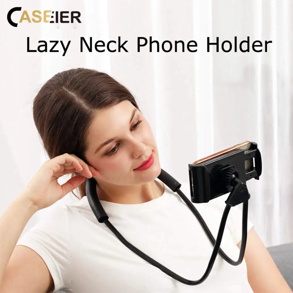 

CASEIER Neck Phone Holder For iphone Huawei Desk Phone Holder 360 Degree Rotation Stand For Samsung S10 Lazy Neck Mobile Holders
