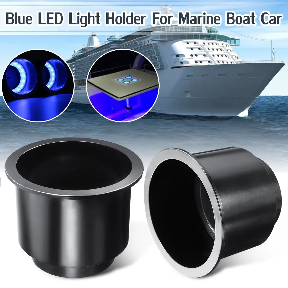 8 LED/15 LED 12V Blue LED Built in Plastic Drink Bottle Cup Holder w