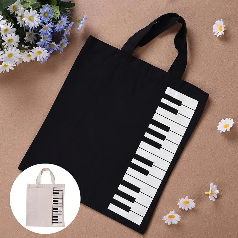 Portable Cotton and Linen Music Score Bag Keyboard Pattern Musical Bags