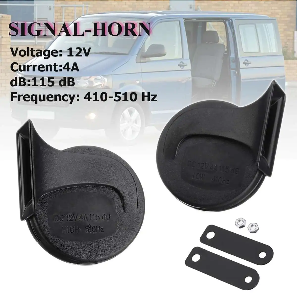 

1 Pair for T3 T4 12V 115dB for Transporter IV Bus Kasten Black Twin Tone Signal Horn Loud Snail Car Horn For VW Transporter Bus
