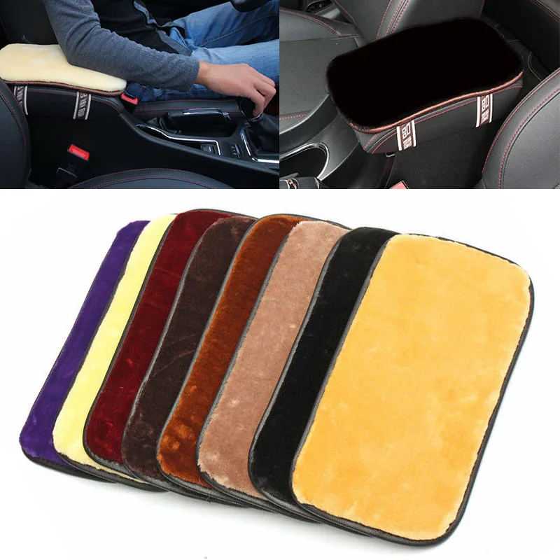 

New Arrival 1pc Car Auto Center Console Box Armrest Pad Cushion Cover Plush Fur & PU Mat 32*16cm