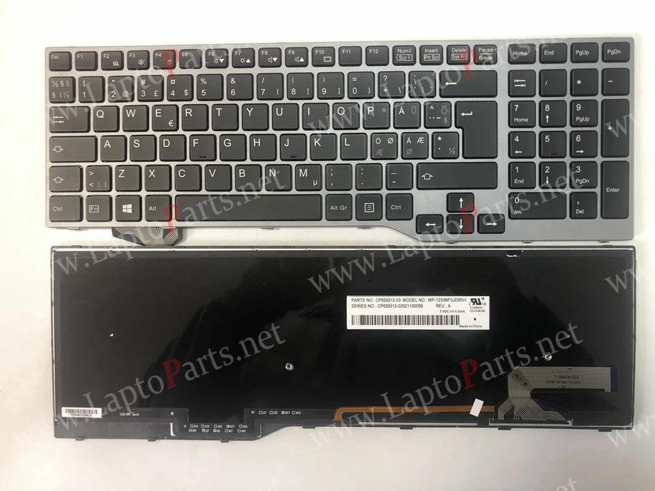 Клавиатура для ноутбука Fujistu E754 Lifebook E753 E756 E554 E556 с подсветкой в скандинавском